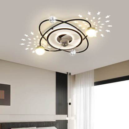 Modern Light Ring Flush Mount Ceiling Fan Light — Non-shakeable - 220V-240V For UK/AU / Gold / Infinitely Dimmable
