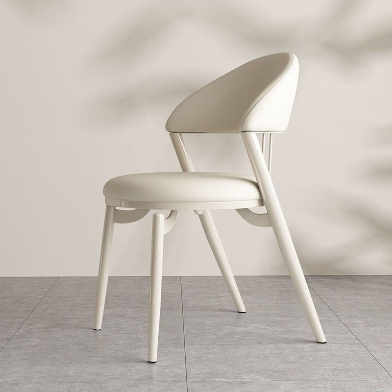 Nordic Leather Upholstered Steel Open Back Dining Chair
