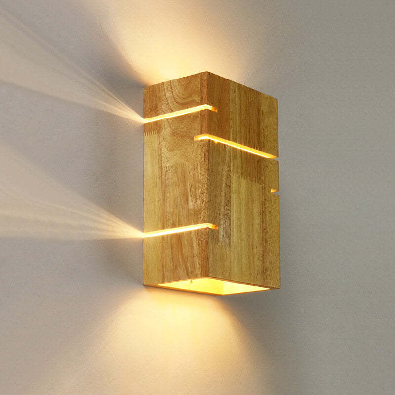 Japanese Minimalist Wooden Square Sconce