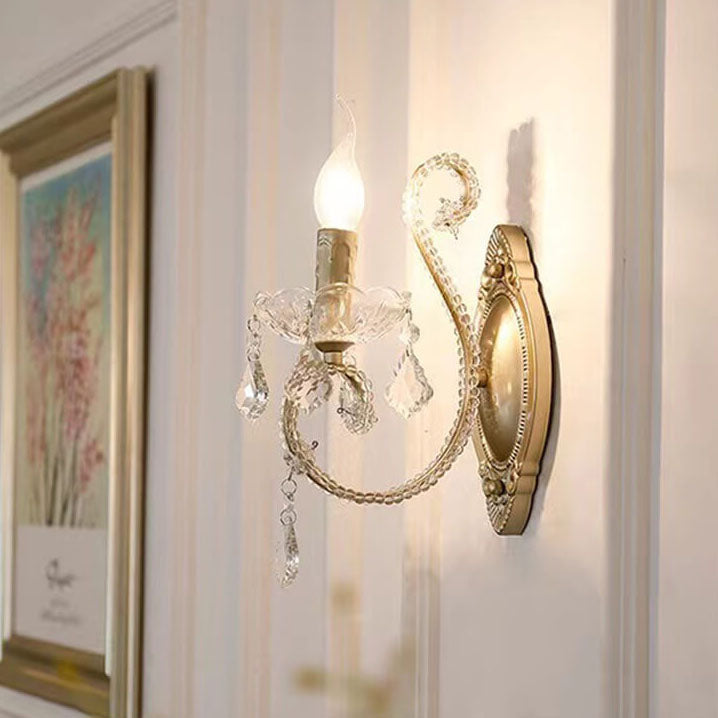 European Vintage Crystal Candelabra Wall Sconce