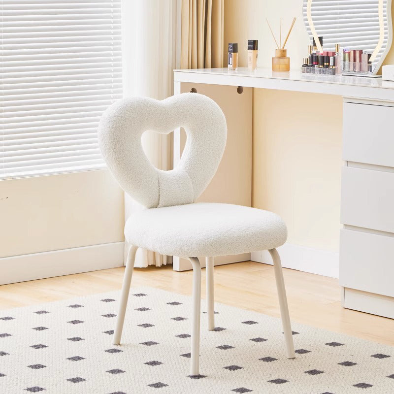 Nordic Heart Lambswool Wood Vanity Stool