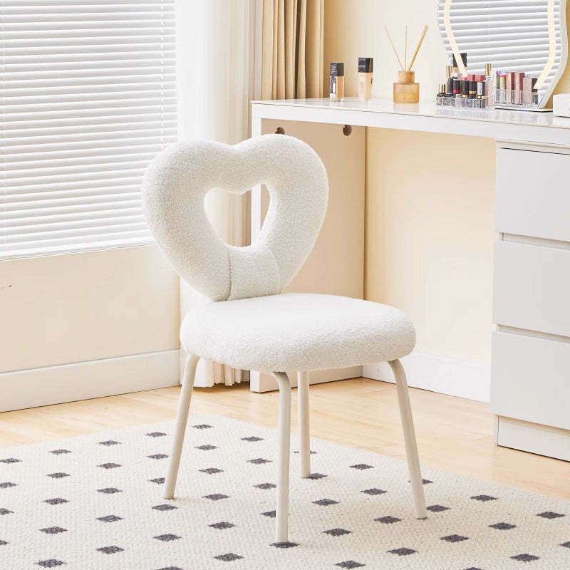 Nordic Heart Lambswool Wood Vanity Stool