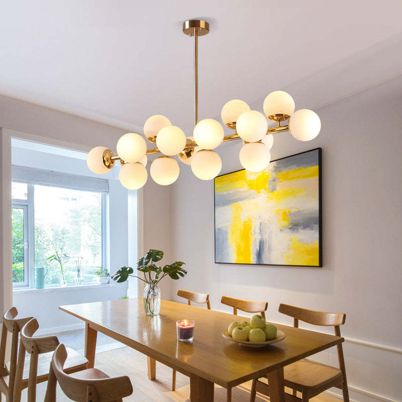 Scandinavian Long Globe Iron Island Chandelier