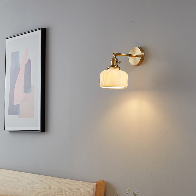 Minimalist Striped Ceramic Jar Sconce