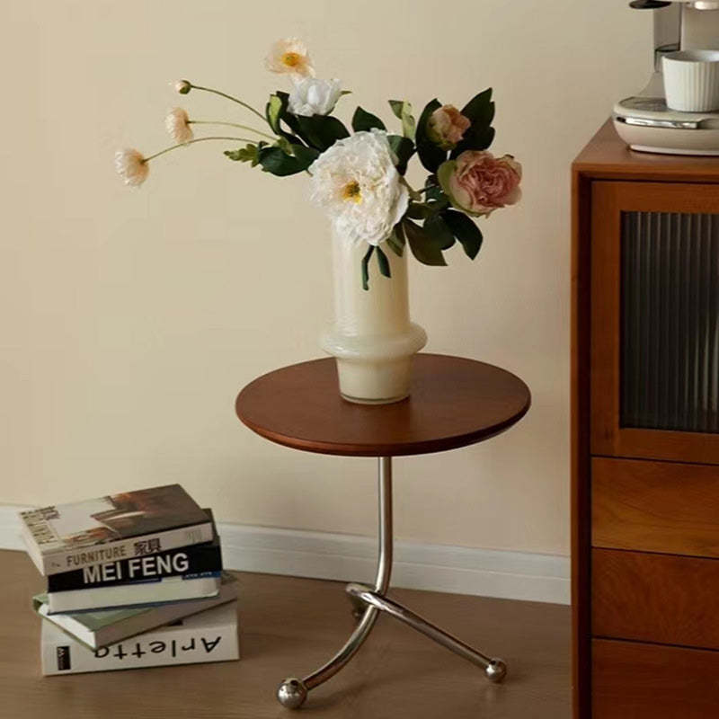 Nordic Tripod Base Steel Coffee Table — Walnut