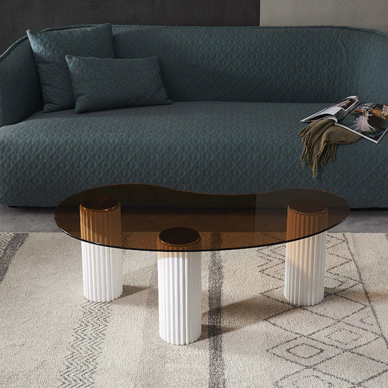 Scandinavian Arch Teardrop Tempered Glass Coffee Table