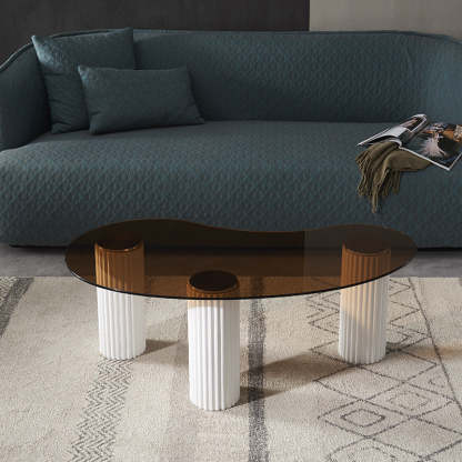 Scandinavian Arch Teardrop Tempered Glass Coffee Table