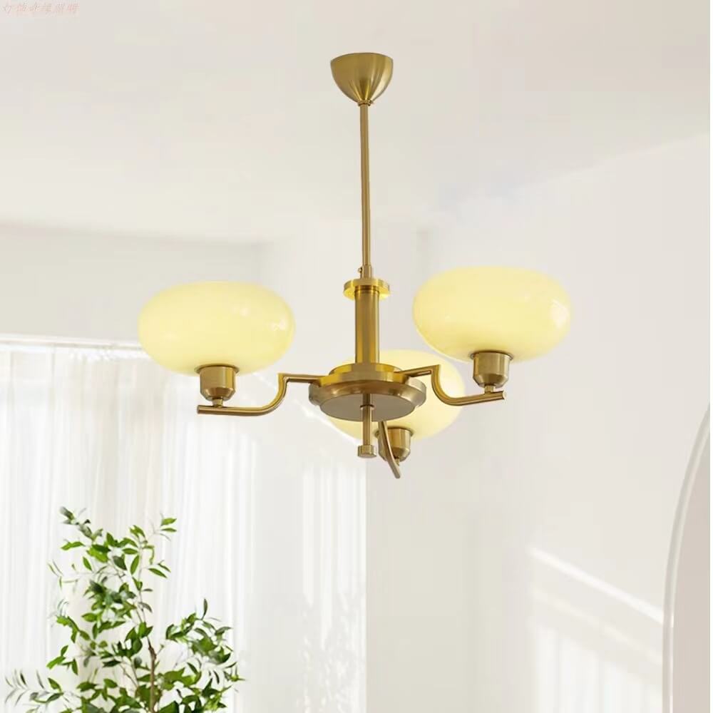 Nordic Vintage Milky Glass Dome Chrome Chandelier