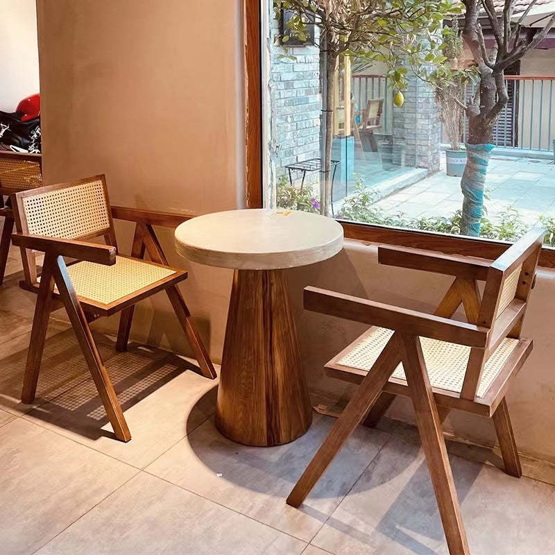 Scandinavian Wood Rattan Armchair