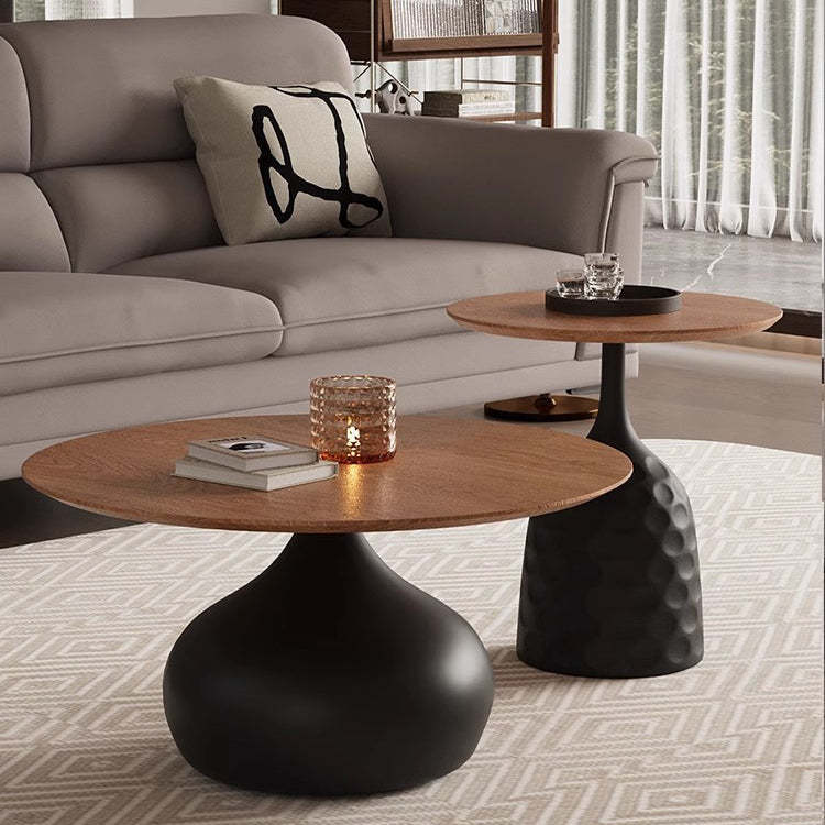 Vintage Orb Solid Wood Carbon Steel End Table