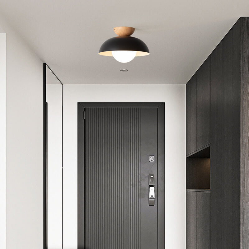 White nordic round semi-flush semi-flush mount light — 220V-240V (UK/AU)