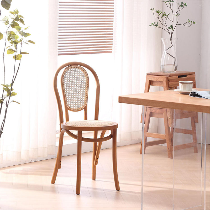 Vintage Rattan Woven Wooden Dining Chair