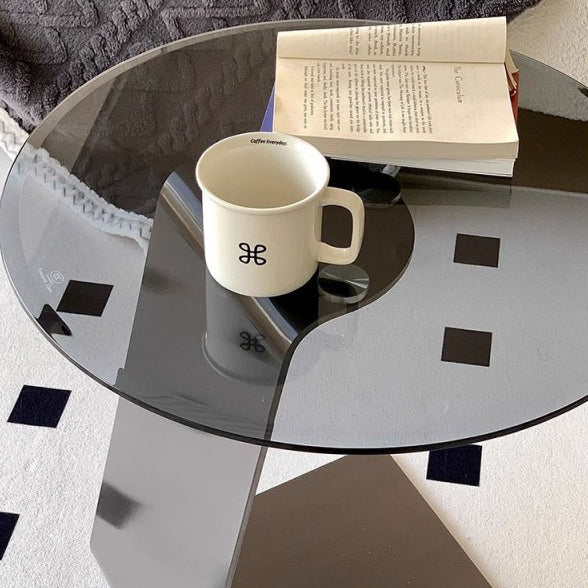 Modern Round Steel Glass Side Table