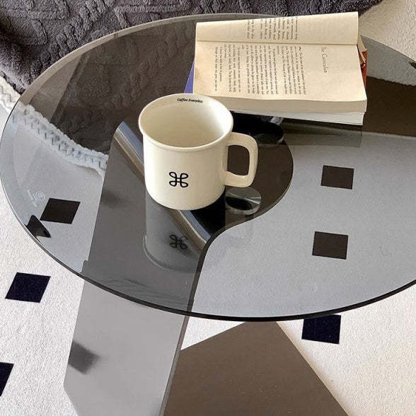 Modern Round Steel Glass Side Table