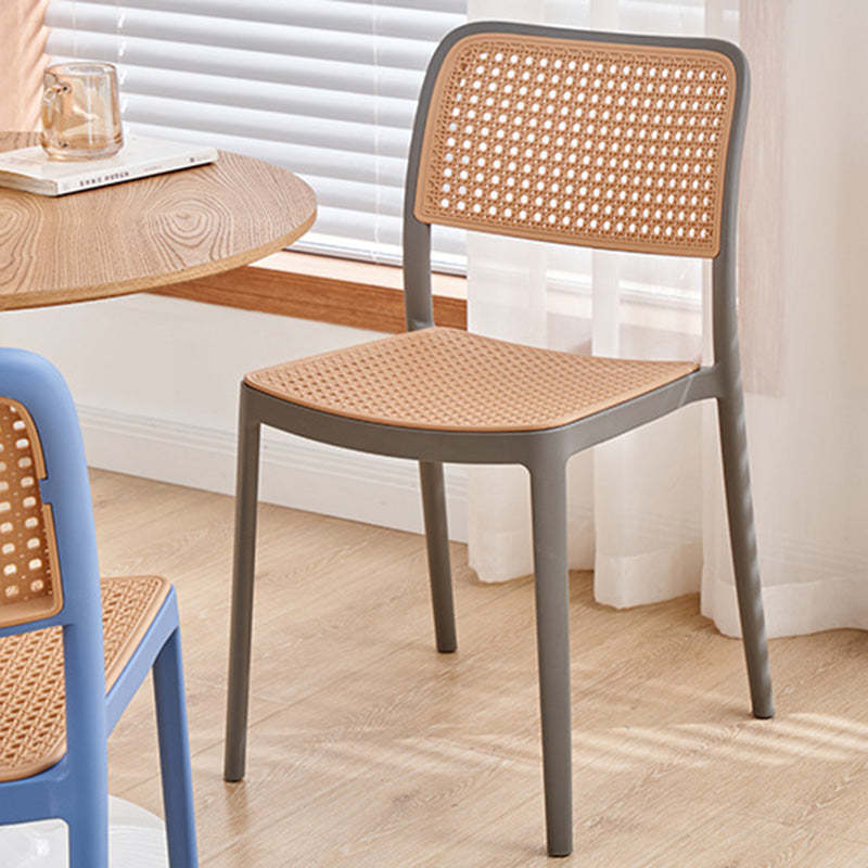 Rattan-Look Plastic Stackable Dining Armchair