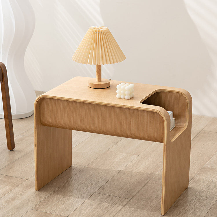 Minimalist Solid Wood C-Shaped Side Table