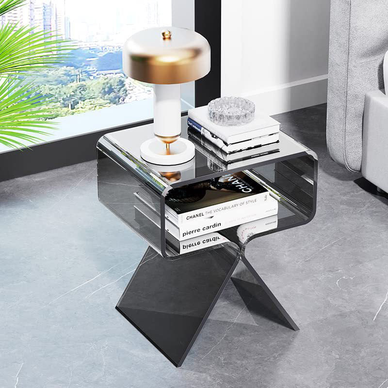 Minimalist Rectangular Acrylic 2-Tier End Table
