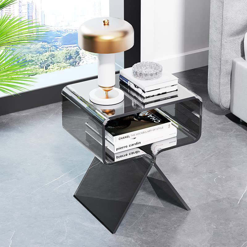 Minimalist Rectangular Acrylic 2-Tier End Table