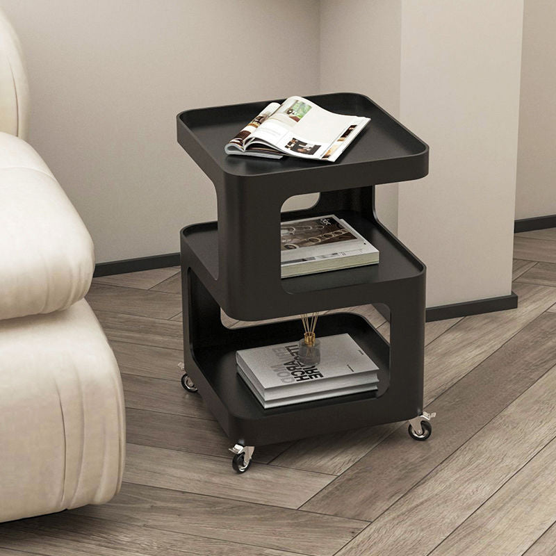Contemporary Iron 3-Tier Movable Side Table