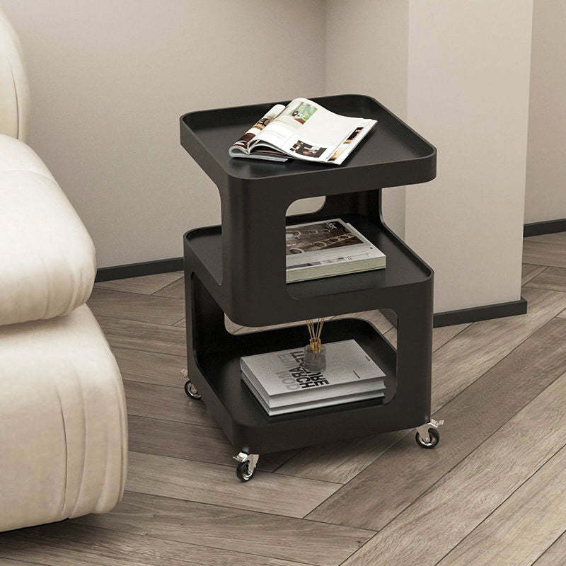 Contemporary Iron 3-Tier Movable Side Table