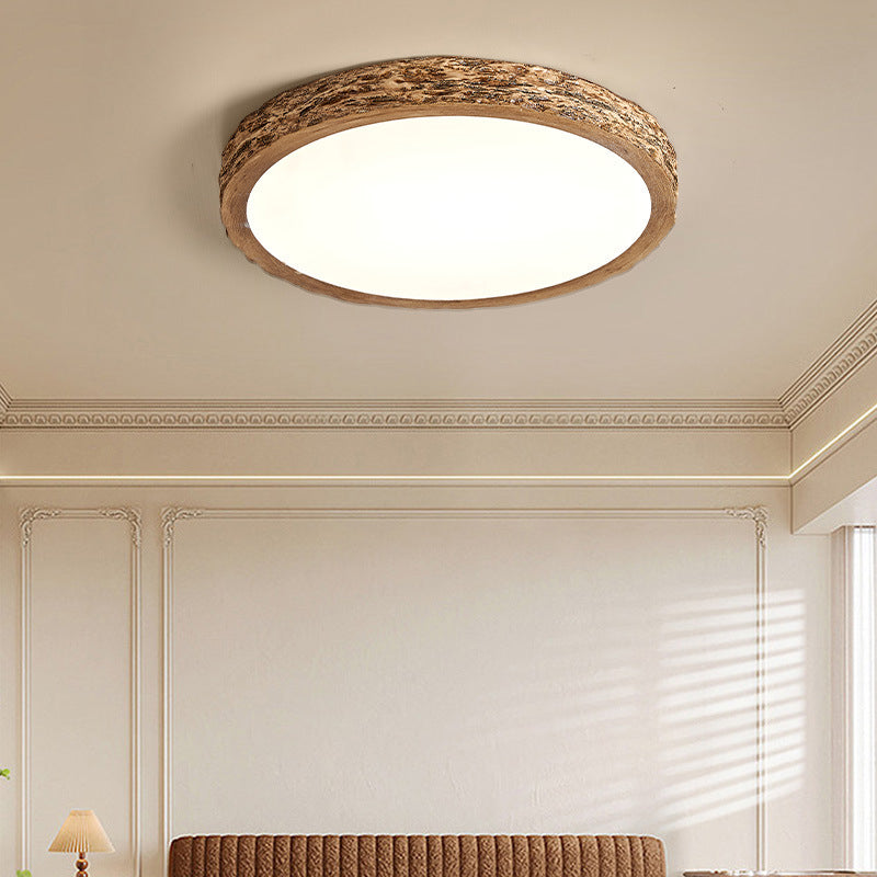 Minimalist Stone Grain Resin Iron LED Flush Mount Light