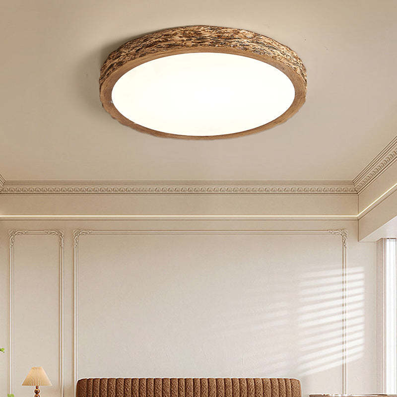 Minimalist Stone Grain Resin Iron LED Flush Mount Light
