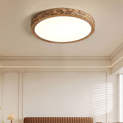 Minimalist Stone Grain Resin Iron LED Flush Mount Light