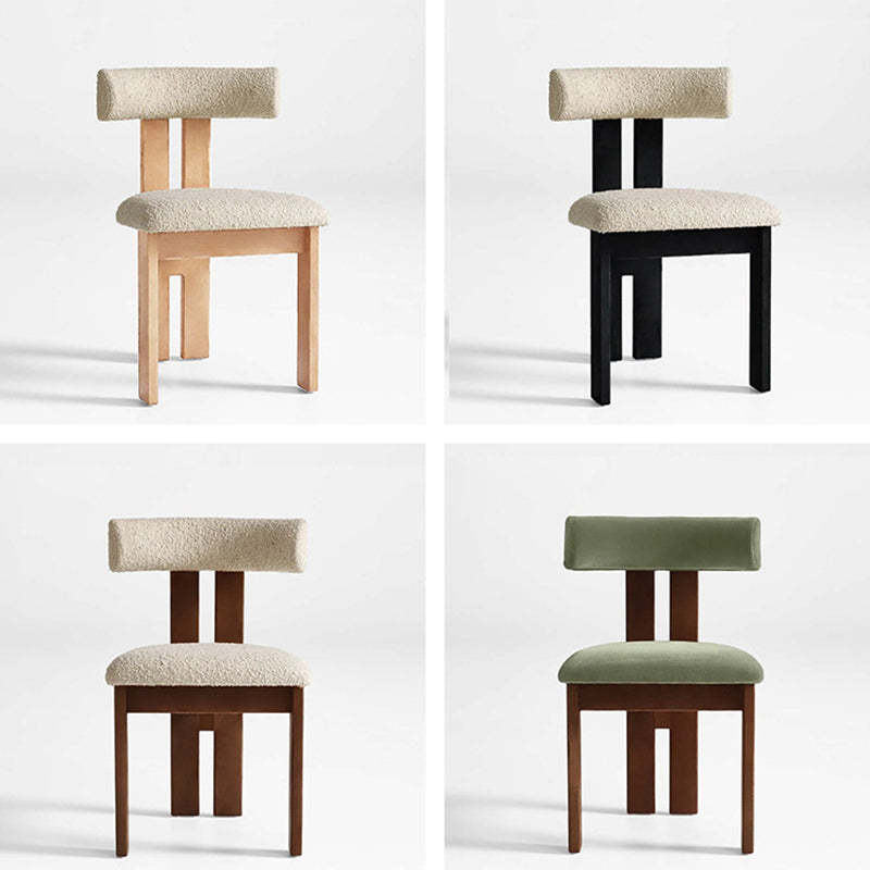 Scandinavian Wood Lambswool Semi-Round Dining Chair