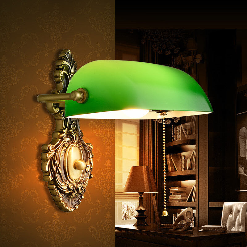Retro Copper Green Glass Wall Sconce