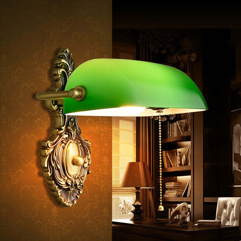Retro Copper Green Glass Wall Sconce