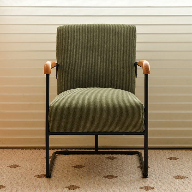 Scandinavian Corduroy Wood Square Accent Chair