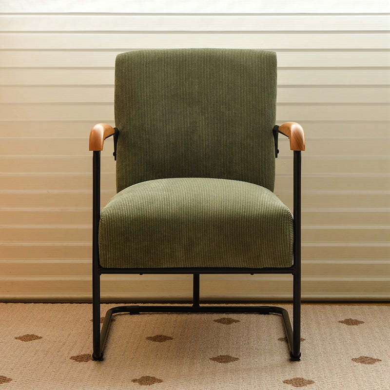 Scandinavian Corduroy Wood Square Accent Chair