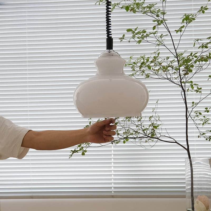 French Vintage Glass Gourd Pendant Light