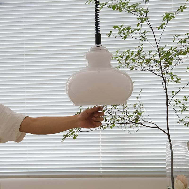 French Vintage Glass Gourd Pendant Light