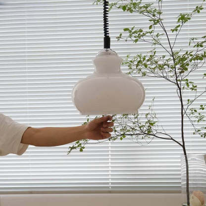 French Vintage Glass Gourd Pendant Light