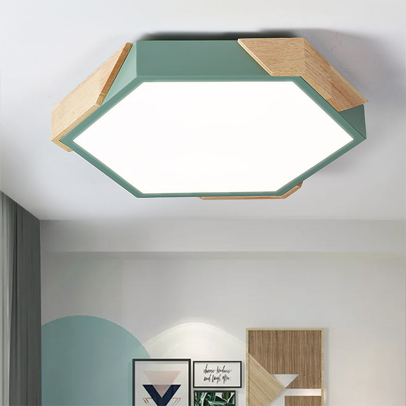 Scandinavian Hexagonal Macaron Flush Mount Light