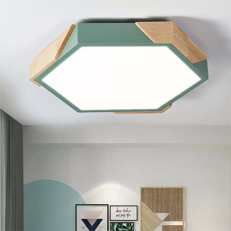 Scandinavian Hexagonal Macaron Flush Mount Light