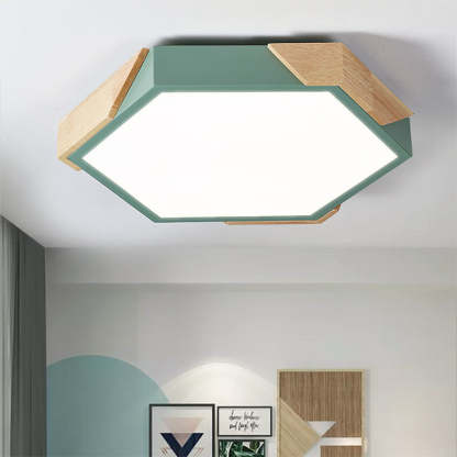 Scandinavian Hexagonal Macaron Flush Mount Light