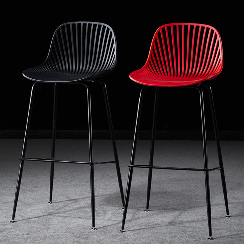 Scandinavian Round Plastic Bar Stool — Red