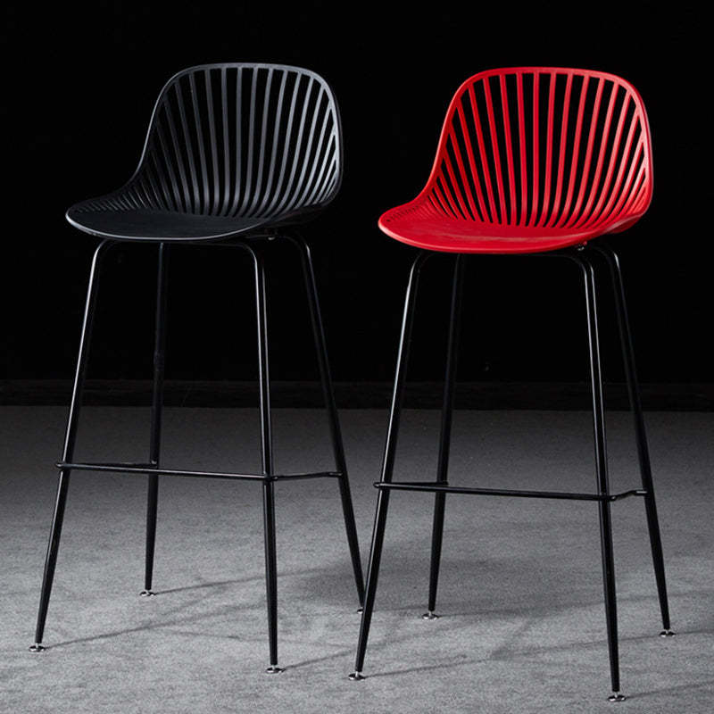 Scandinavian Round Plastic Bar Stool — Red
