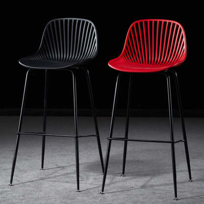 Scandinavian Round Plastic Bar Stool — Red