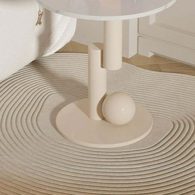 Contemporary Cylinder Orb Rock Slab Steel Coffee Table