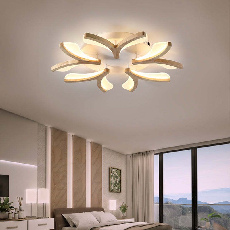 Scandinavian Wood Branch Flower Ceiling Light