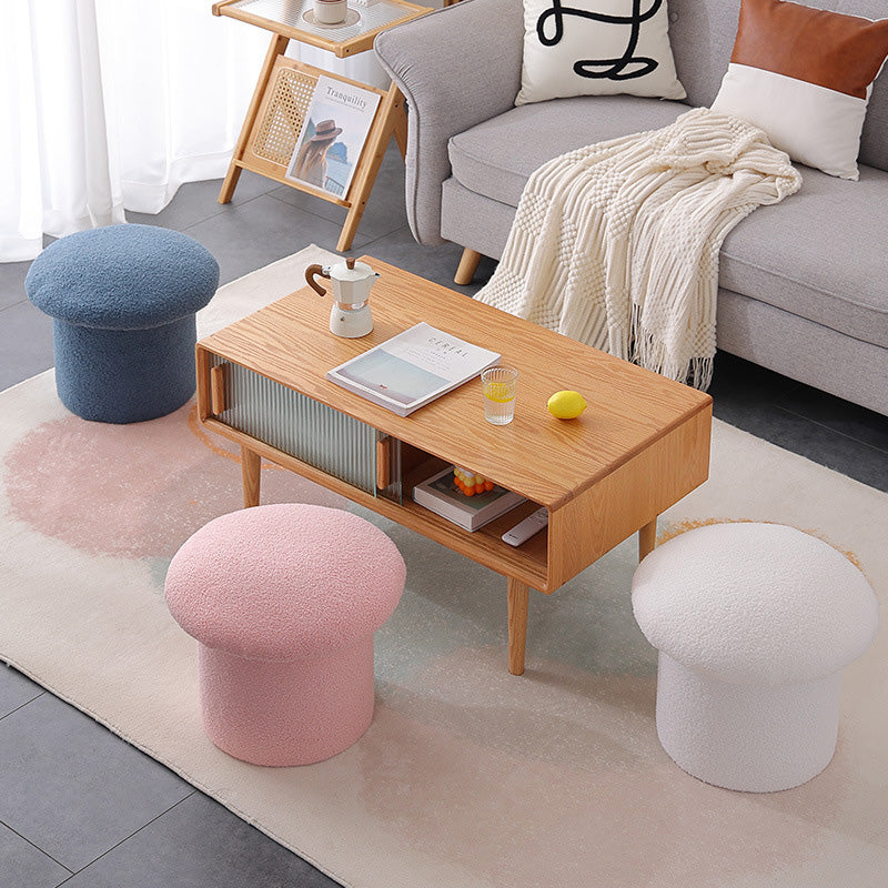 Mushroom Velvet Pouf Footstool — Gray