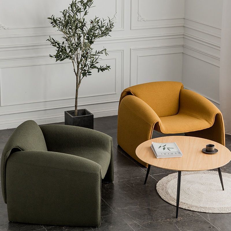 Minimalist Plywood Lambswool Accent Chair