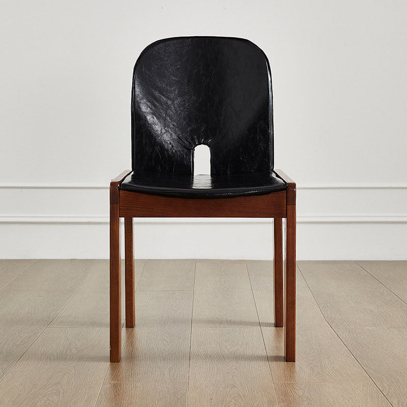 Vintage Curved Ash Wood Leather Dining Chair