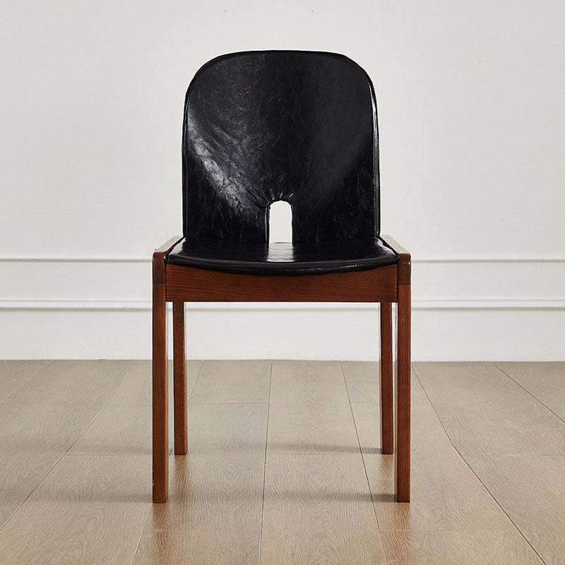 Vintage Curved Ash Wood Leather Dining Chair