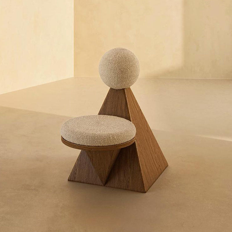 Contemporary Ash Wood Lambswool Lounge Chair