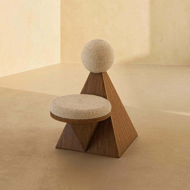 Contemporary Ash Wood Lambswool Lounge Chair