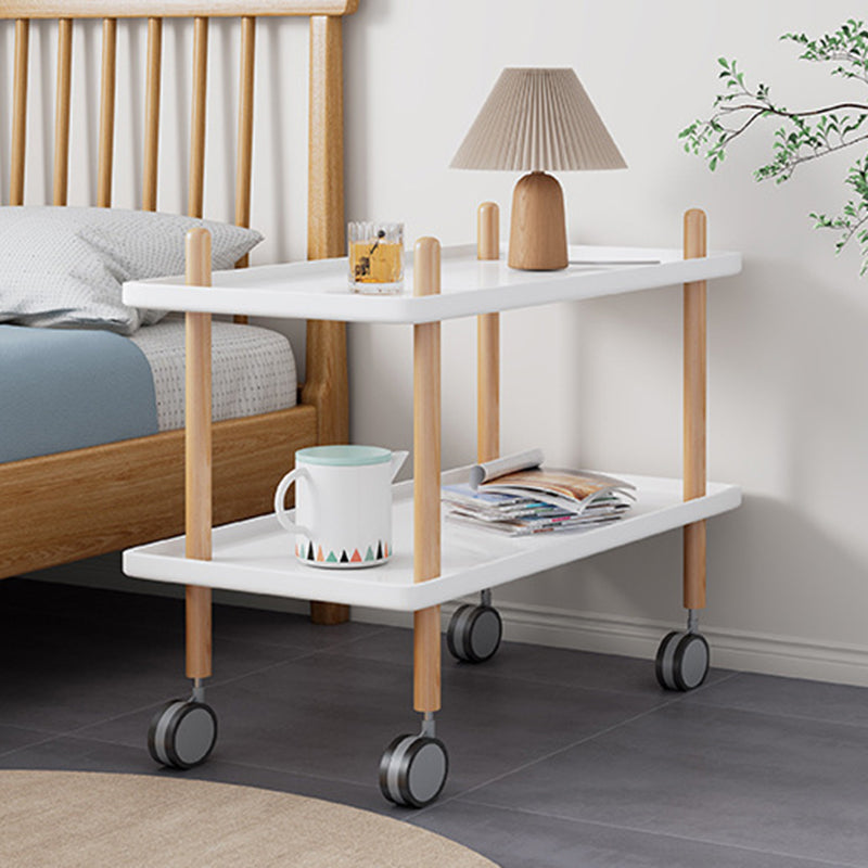 Minimalist Wood Metal Square Coffee Table 2-Shelf — Black